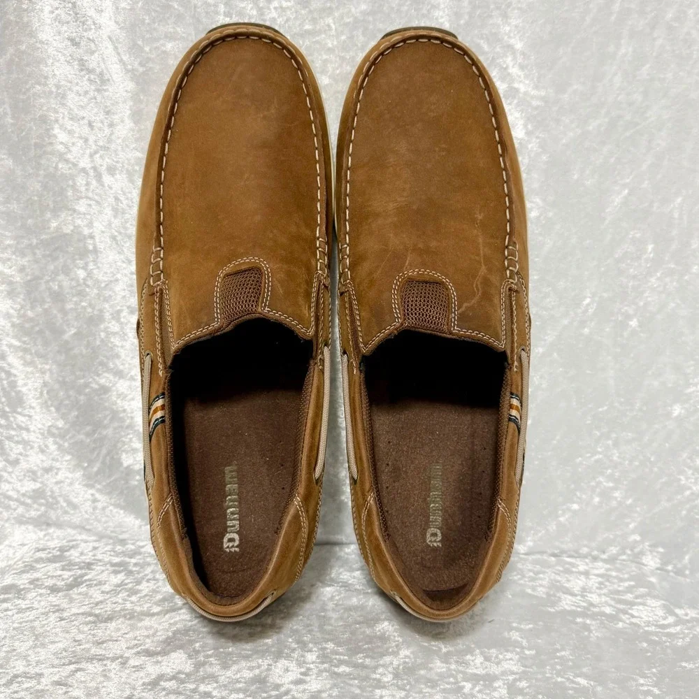Dunham Mens Size 14/EE Windward Brown Leather Boat Shoes Slip On‎ Loafers Wide
